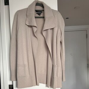 Tahari Women's Cream Open Front Cardigan Sweater